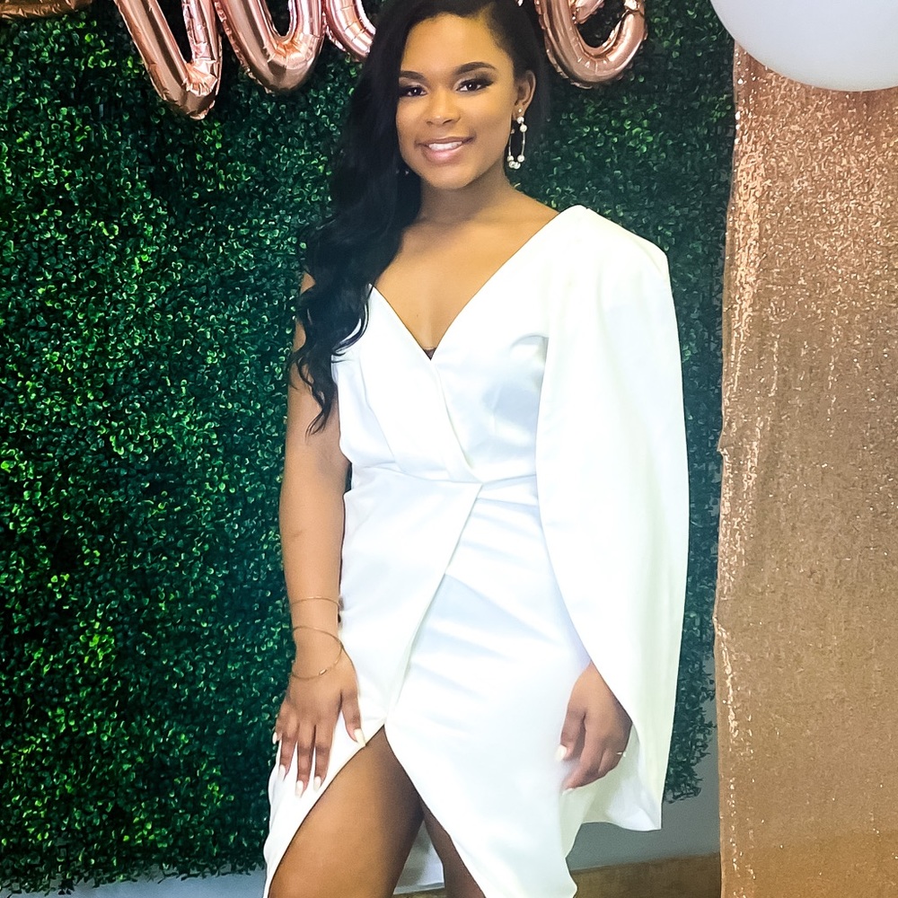 One Shoulder Wrqp Midi Dress with Split